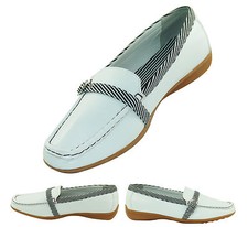 Mokassin Ballerinas Halbschuhe Slipper Damenschuhe Vintage Weiss Black Mokassins
