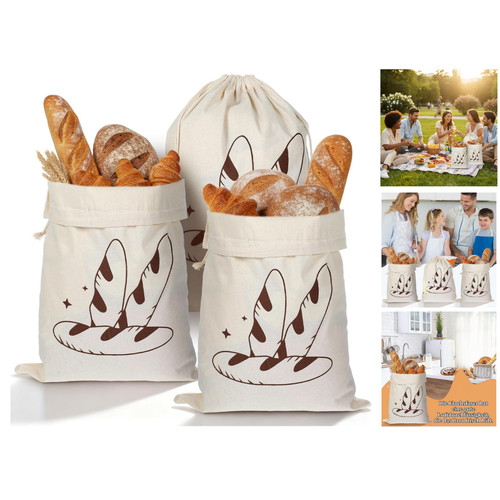 Leinen brotbeutel 3er set mit - set,