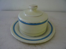 Alte Emaille Butterdose Käseglocke Shabby Chic Vintage Emaile Landhaus Deko