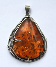 Großer XXL Bernstein Anhänger Silber 925 Vintage art deco