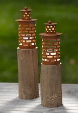 Windlichtsäule holz metall - windlichtsäule,