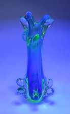 Murano Vase Blau mit Uranglas