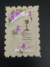 RELIGIOSA FROMMES BILD CELLULOID ERSTKOMMUNIONSOUVENIR