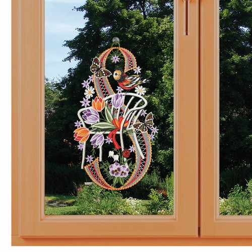 Gesticktes fensterbild - gesticktes,