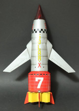 Alte Rakete Nomura Solar X 7 space tin toy Japan Blech Weltraum Blechspielzeug