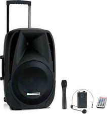 MOBILE DJ PA ANLAGE 15" AKKU LAUTSPRECHER TROLLEY BOX USB SD MP3 BLUETOOTH MIC