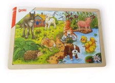 Puzzle Holzpuzzle Einlegepuzzle Tierkinder 24 Teile Goki 57890