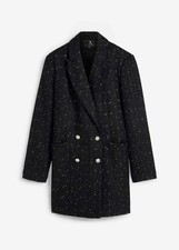 Bouclé-Longblazer mit Glitzerfäden Gr. 38 Schwarz Damen Casual-Blazer Neu