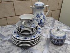 Porzellan Kaffeeservice  Marienbad Ingres Weiß -blau  18 Teile gebraucht