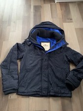 Hollister Jacke Herren Anorak Jacket Kurzmantel Gr. L Marineblau, innen Fleece