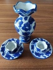 Set  Kleine Vase / 2 Kerzenhalter  /  Blumenvase  Höhe ca. 12 cm