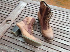 Bugatti Rauhleder Granny Schnür Stiefeletten Booties braun Patchwork 40 bequem