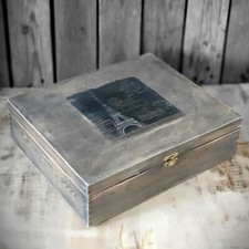 Vintage Weinholzkasten 36x30x10 cm Landhaus Weintruhe Shabby Holz Handarbeit