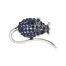 Maus Brosche blau Strasssteine Silber