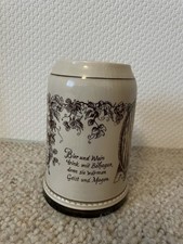 Steingut Bierkrug mit Spruch
