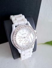 Geneva * Damen Armbanduhr mit Strasssteinen * Weiß * Top Zustand *
