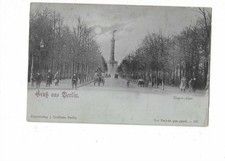 S561 AK Gruß aus Berlin Sieges-Allee Siegessäule Kutschen Leute ungel. ca. 1900