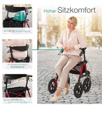 Outdoor Rollator mit Luftbereifung  Sitzfläche faltbar und leicht mit Sitz Weiß 