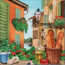 Dekobild  Häuser mediterran Dekofliese Mitbringsel Geschenkidee