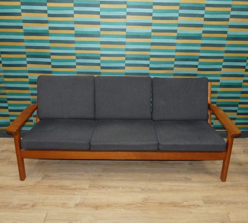 60er teak sofa 3sitzer - sofa, couch