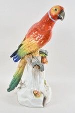 N91X36- Dresden Porzellan Figur Papagei auf Ast 