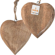 2X Holz Anhänger Herz je 10 x