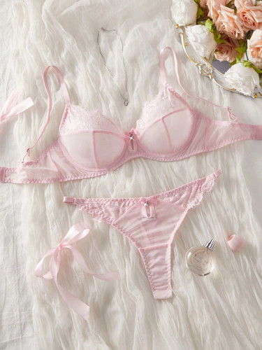 Rosa spitzen mesh patchwork - rosa, &