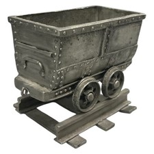 Lore Zinn Modell Glück auf Bergbau Kumpel Kohlewagen Modell Ruhrpott 11cm Silber