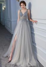 NEU SEXY Abendkleid Ballkleid Verlobungskleid Party Pailletten Perlen Kleid