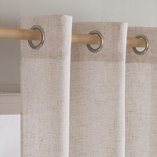 MIULEE Vorhänge 2er Set 245x140cm Leinenoptik Halbtransparent Ösen Weiß