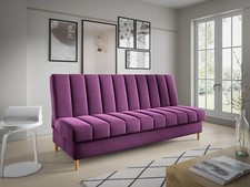 Schlafsofa MIKO ausziehbare Polstercouch Schlaffunktion Bettkasten Holzbeine