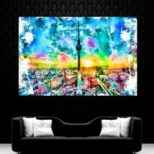 LEINWAND BILDER XXL ABSTRAKT BERLIN SKYLINE GRAFFITI POP ART WAND POSTER