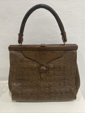 Damen Handtasche - Tasche - Krokoprägung - 50er/60er Jahre - Braun - Vintage