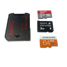 Sony Playstation Vita PS Memory Card 8 GB Speicherkarte + 2 x 64GB + Adapter