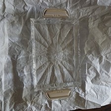 Butterschale Aus Kritallglas mit Silbergriffe  Gepunzt