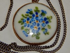 Alter Porzellan Anhänger mit Silberkette 800