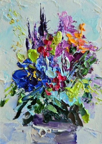Kleine sommerwiese ölbild - sommerwiese,