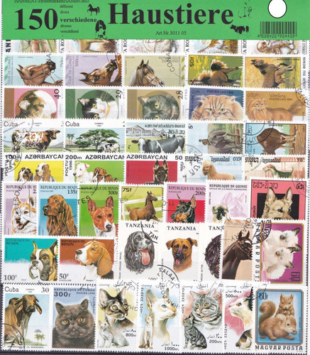150 briefmarken haustiere - briefmarken,