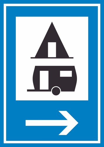Campingplatz rechts schild - campingplatz,