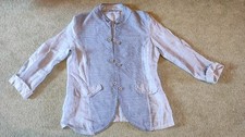 Made In Italy Blazer Jacke Gr 38 / 40 helles Jeansblau Damen Leinenstoff 