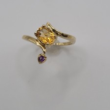 Goldring 375/- mit Amethyst u. Citrin, 9 ct
