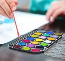 21 Aquarell Malblock Set & Pinsel Palette im Etui Künstler Kunst Kind Box Basteln