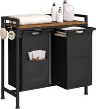 Wäschekorb 2 Fächer Wäschesammler Ablage Wäschesack Wäschebehälter Schwarz drs02