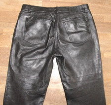 GIPSY Herren- LEDERJEANS Lederhose in schwarz aus Glattleder in W34 / L33