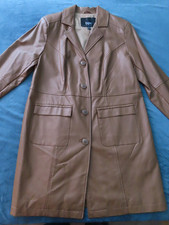 Damen-Ledermantel von bpc cognacfarben, knielang, Größe 44