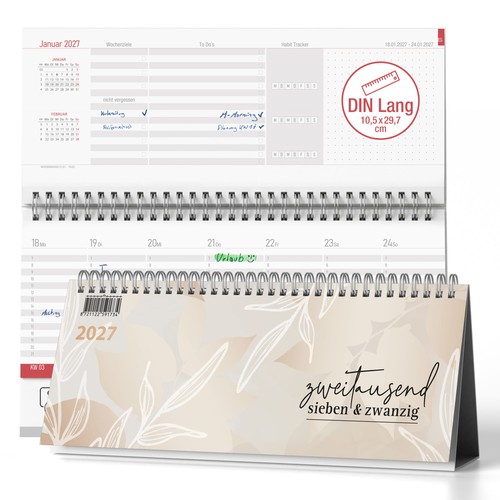 Tischkalender 2027 beige bloom - tischkalender,