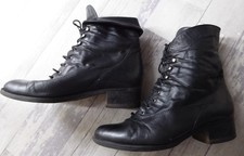 Schnür-Stiefelette- Gr. 38 - schwarz  - Leder - Damen - Vintage