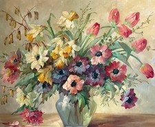 Gemälde Ölbild Stillleben Blumen, HEDWIG PETERMANN 