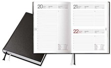 Buchkalender 2026 mit hochwertigem Kunstleder-Einband 352 Seiten A5 Schwarz