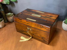 Seltener Regency antiker Korrespondenzbrief stationäre Box mit Schlüssel